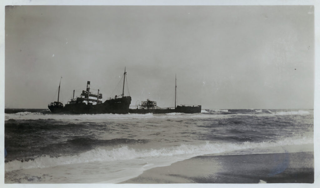 Ship Carl Gerhard hard aground on the Outer Banks