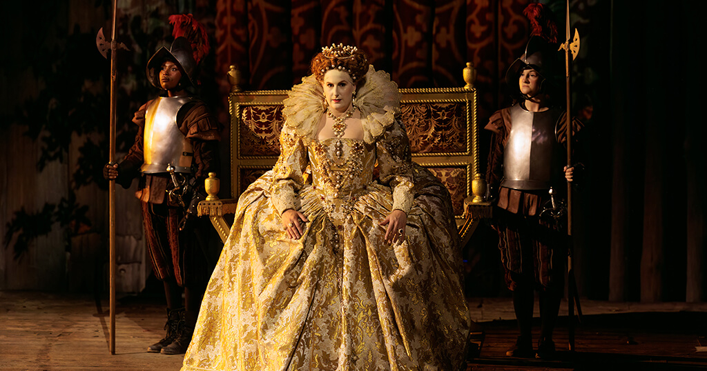 Characters from The Lost Colony Outdoor Drama including Queen Elizabeth I