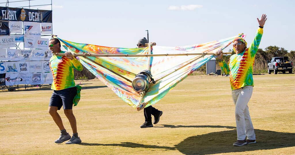 Outer Banks Brewtag keg flying contest